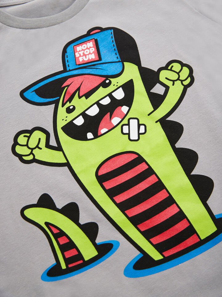 Nonstop Fun Erkek Çocuk T-shirt Pantolon Takım 2 Y - Gri, Mavi