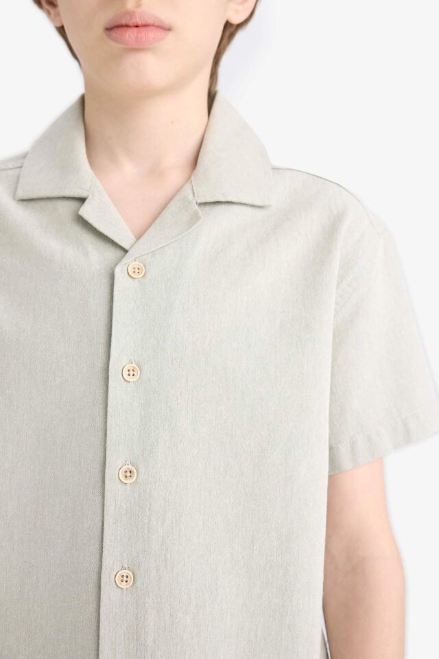 Erkek Çocuk Oversize Geniş Kalıp Polo Yaka Müslin Kısa Kollu Gömlek