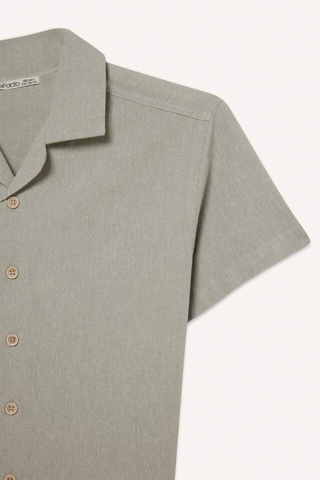 Erkek Çocuk Oversize Geniş Kalıp Polo Yaka Müslin Kısa Kollu Gömlek