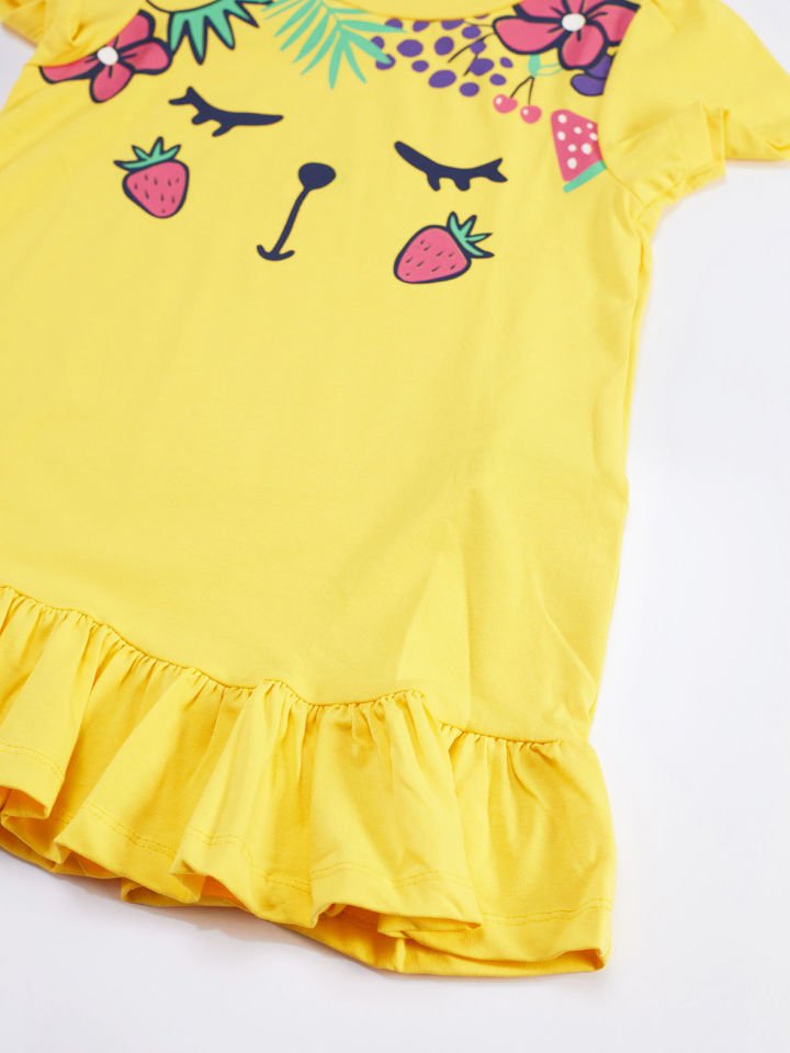 Çilek Kız Çocuk Tunik Tayt Takım 7 Y - Sarı, Lacivert