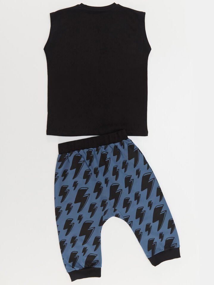 Şimşek Dino Erkek Çocuk T-shirt Kapri Şort Takım