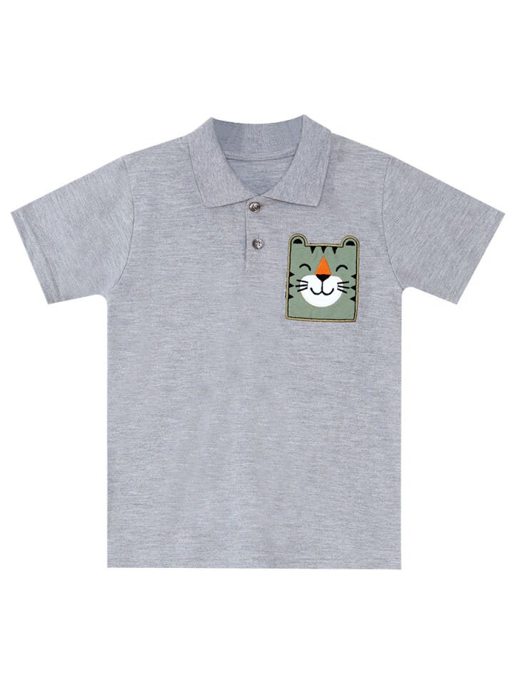 Kaplan Erkek Çocuk Polo Yaka T-shirt Şort Takım 3 Y - Gri, Haki