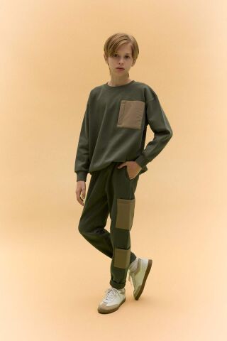 Erkek Çocuk Oversize Geniş Kalıp Bisiklet Yaka Sweatshirt