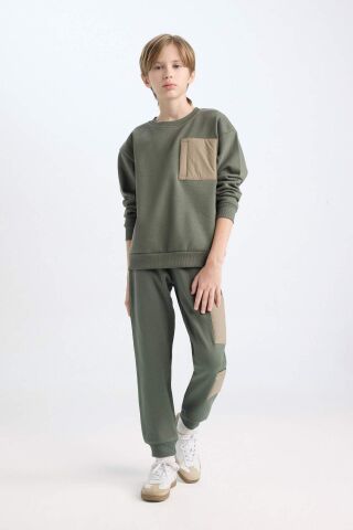 Erkek Çocuk Oversize Geniş Kalıp Bisiklet Yaka Sweatshirt