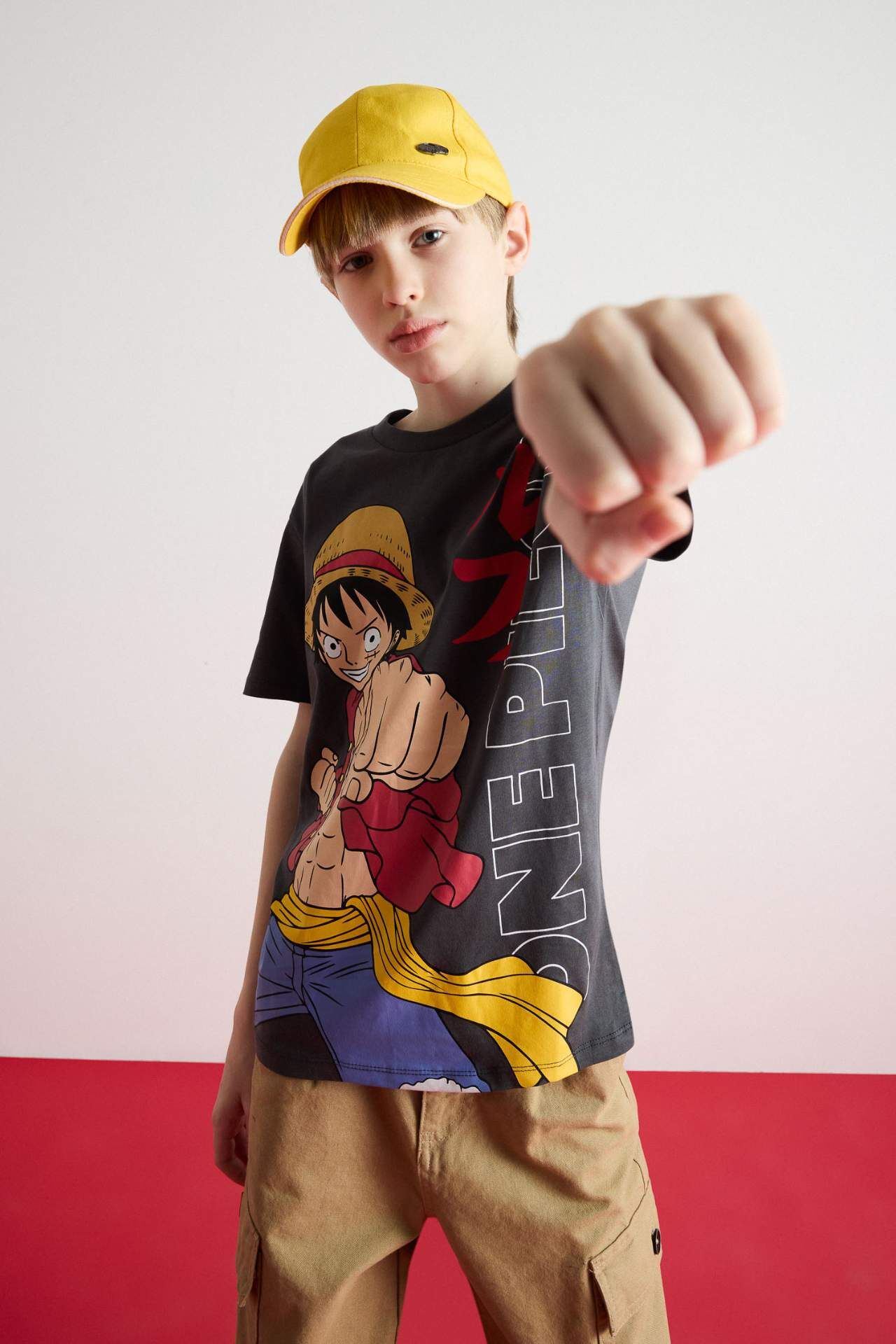 Erkek Çocuk One Piece Bisiklet Yaka Kısa Kollu Tişört