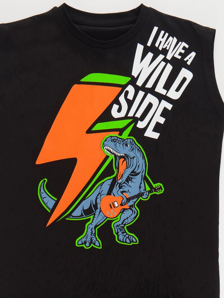 Şimşek Dino Erkek Çocuk T-shirt Kapri Şort Takım 4 Y - Siyah, Lacivert