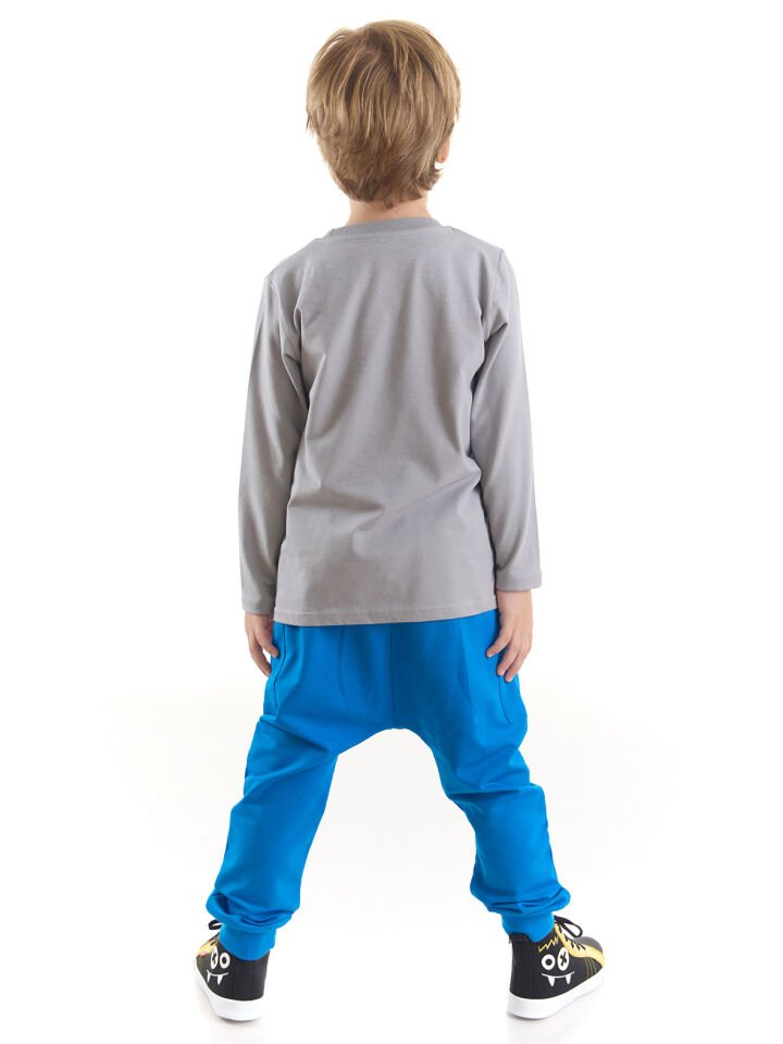 Nonstop Fun Erkek Çocuk T-shirt Pantolon Takım 8 Y - Gri, Mavi
