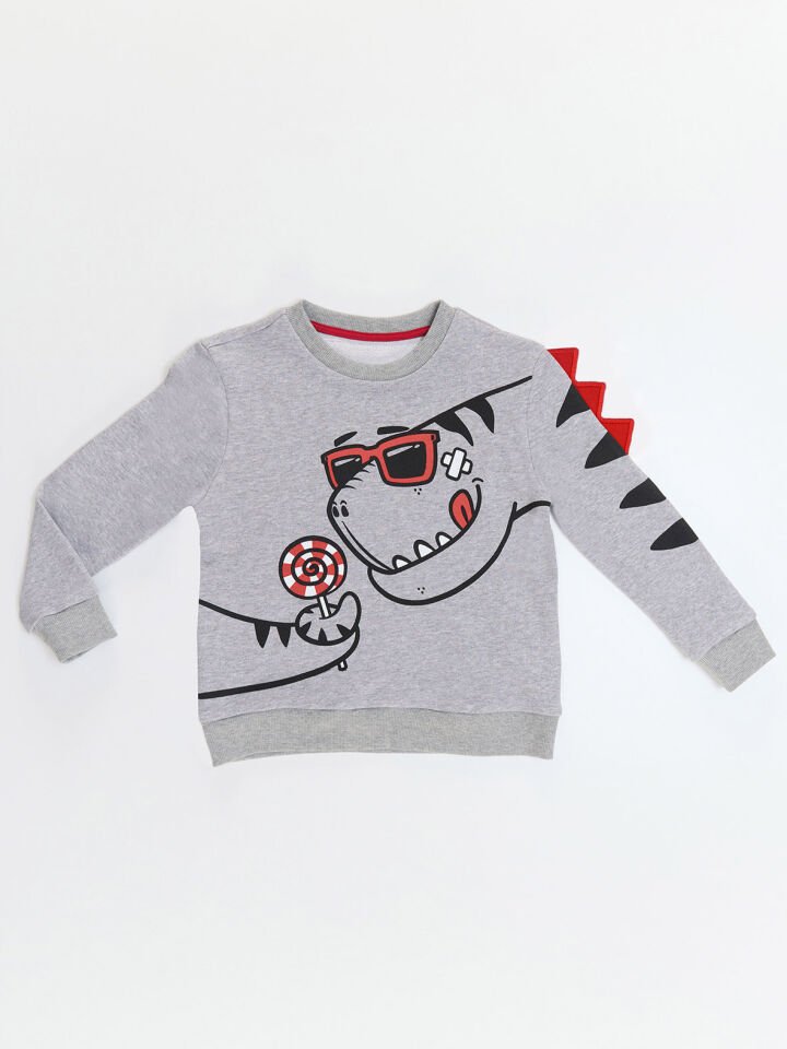 Şekerci Dinozor Erkek Çocuk Gri Sweatshirt