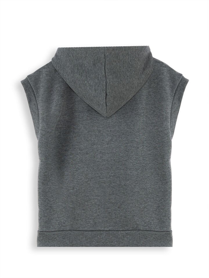 Erkek Çocuk Kapüşonlu Kolsuz Gri Sweatshirt