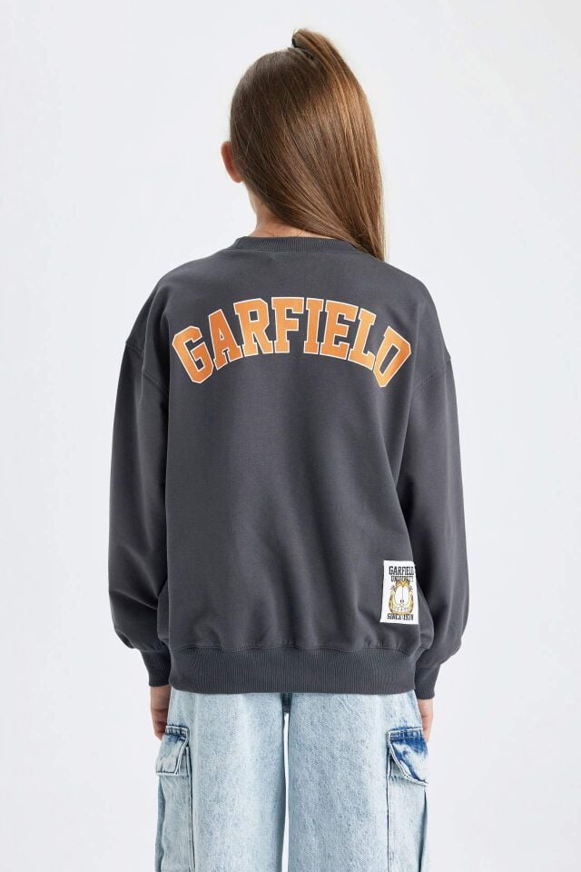Kız Çocuk Garfield Bisiklet Yaka Sweatshirt