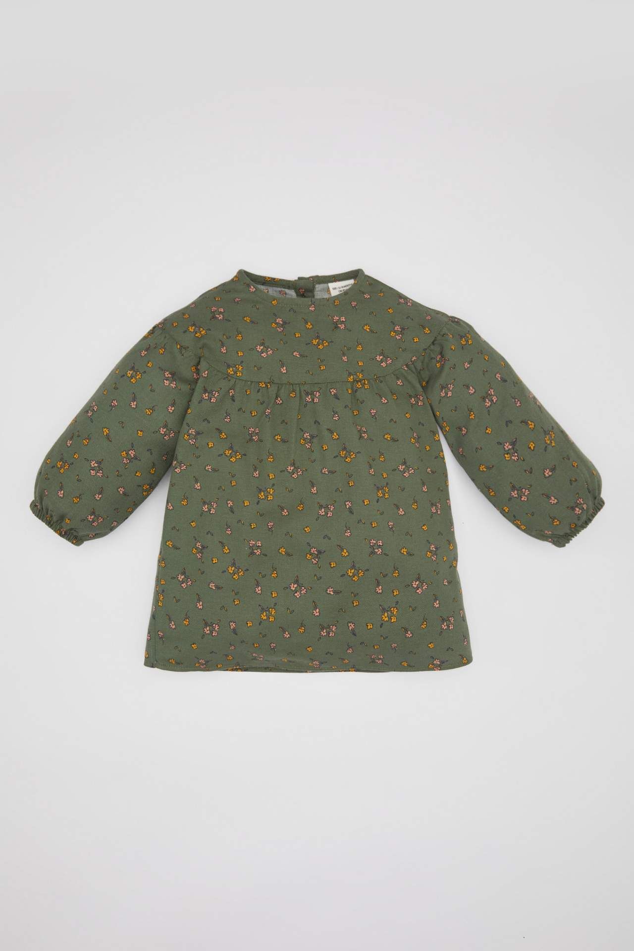 Kız Bebek Çiçekli Uzun Kollu Twill Elbise
