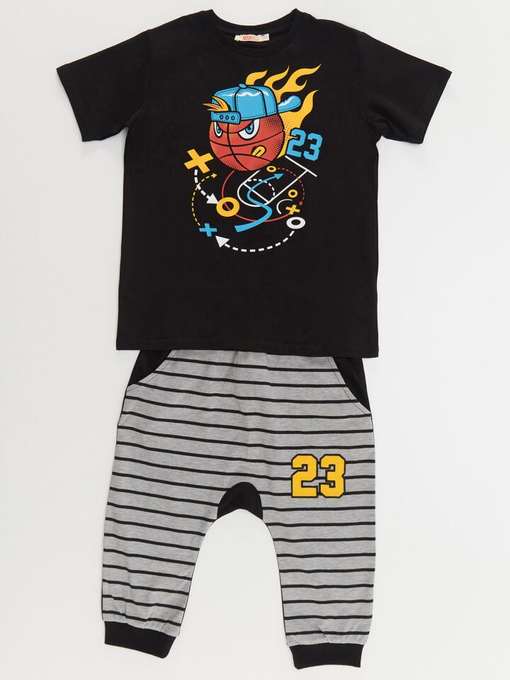 Basket Topu Erkek Çocuk T-shirt Kapri Şort Takım