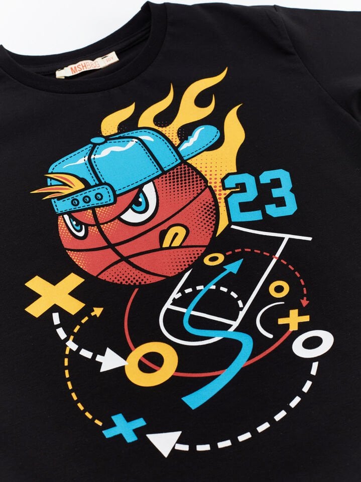 Basket Topu Erkek Çocuk T-shirt Kapri Şort Takım