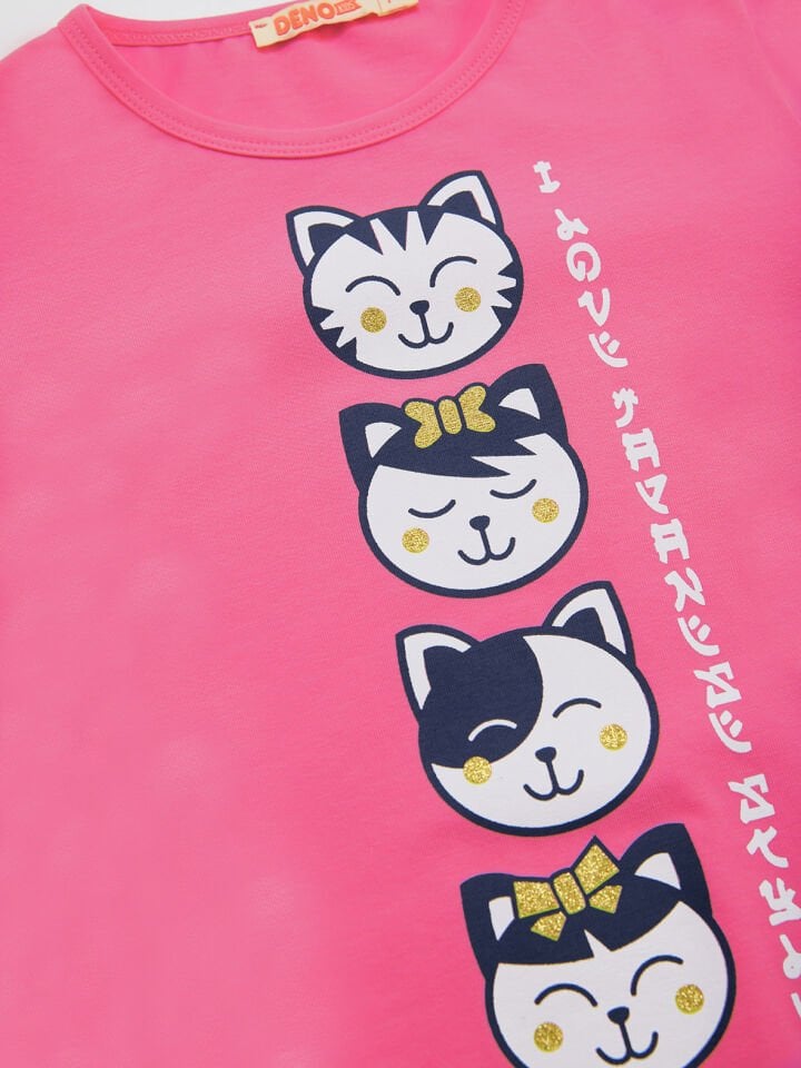 Japan Cats Kız Çocuk T-shirt Pantolon Takım