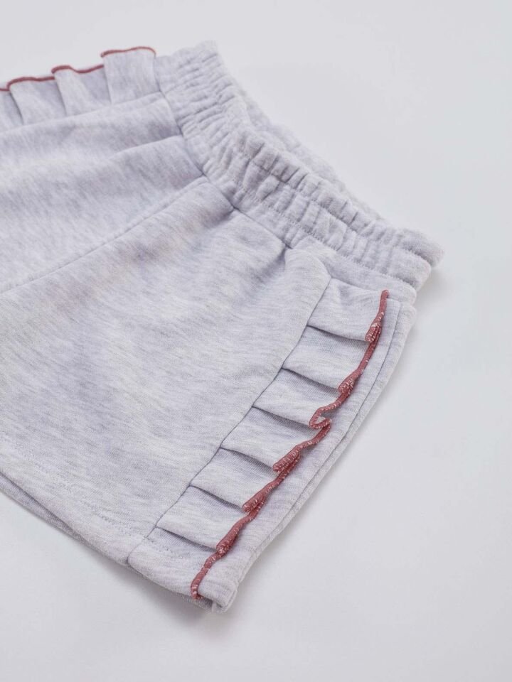 Tüllü Lily Kız Çocuk T-shirt Şort Takım 7 Y - Pembe, Açık Gri