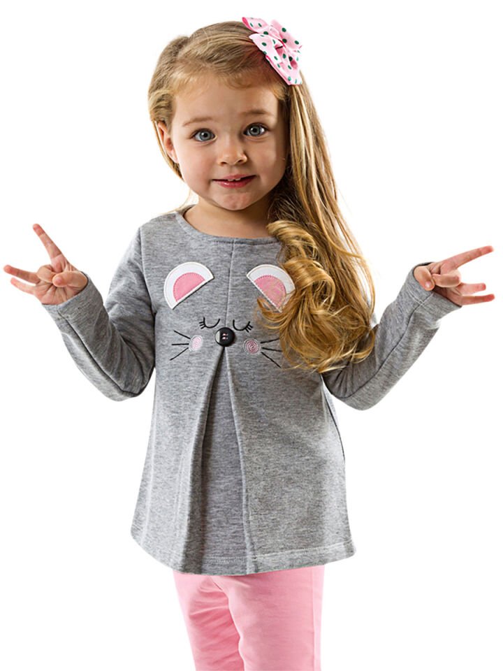 Uykucu Fare Kız Çocuk Kalın Tunik 8 Y - Gri