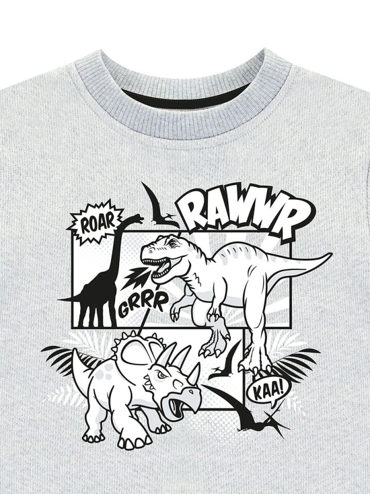 Rawr Dino Erkek Çocuk Gri Melanj Sweatshirt