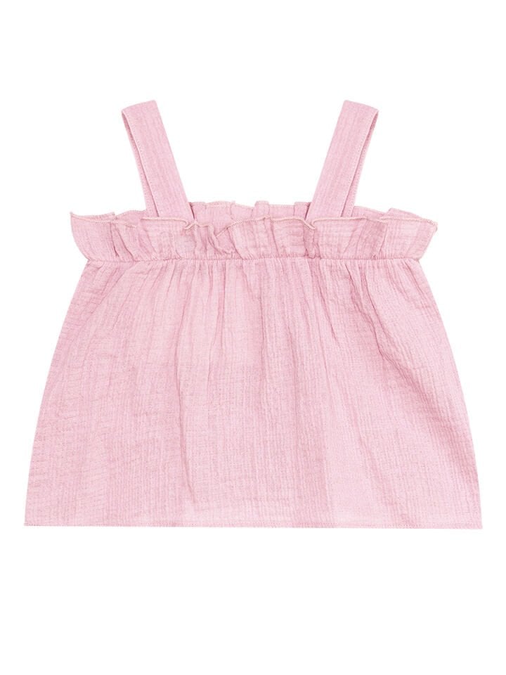 Kız Bebek Çocuk Pembe Müslin Bluz Şort Takım