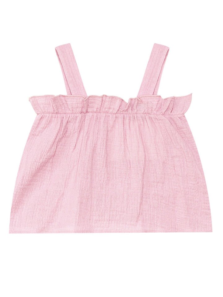 Kız Bebek Çocuk Pembe Müslin Bluz Şort Takım