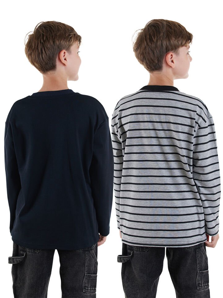 Erkek Çocuk 2'li Paket T-shirt 6 Y - Lacivert