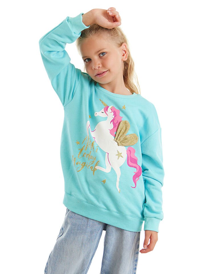 Unicorn Kız Çocuk Mint Sweatshirt 6 Y - Turkuaz
