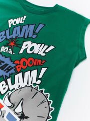 Comics Dino Erkek Çocuk T-shirt Kapri Şort Takım 4 Y - Gri, Yeşil