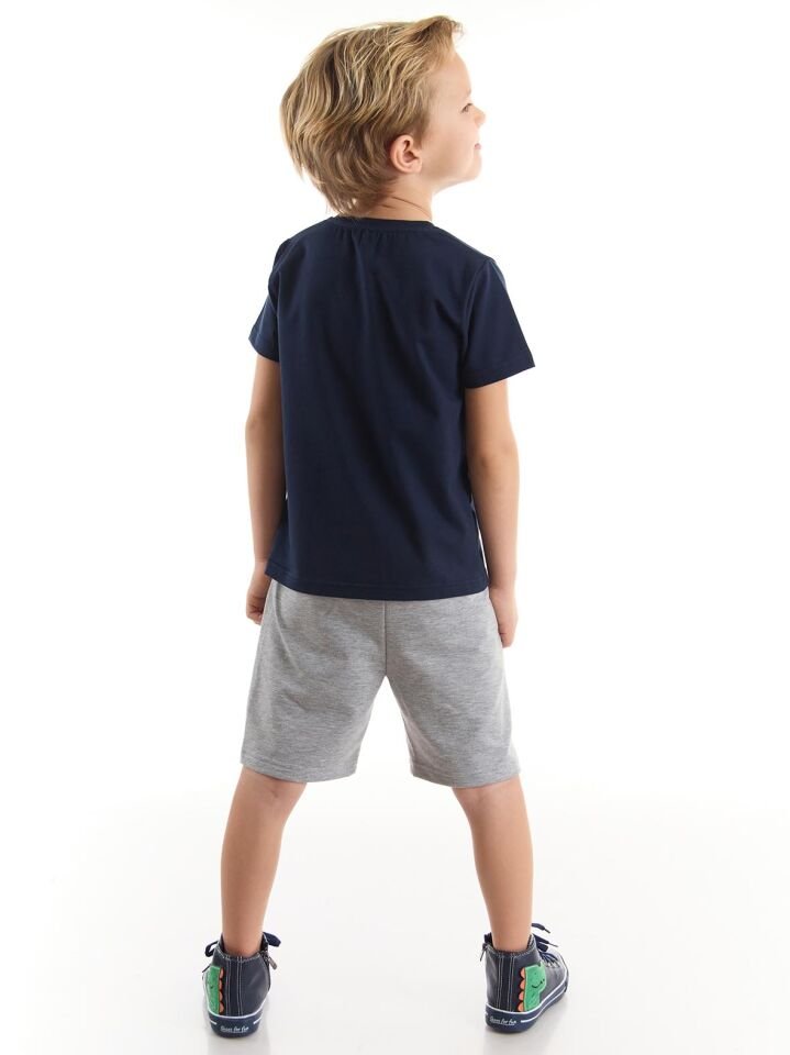 Korkusuz Erkek Çocuk T-shirt Şort Takım 4 Y - Lacivert, Gri