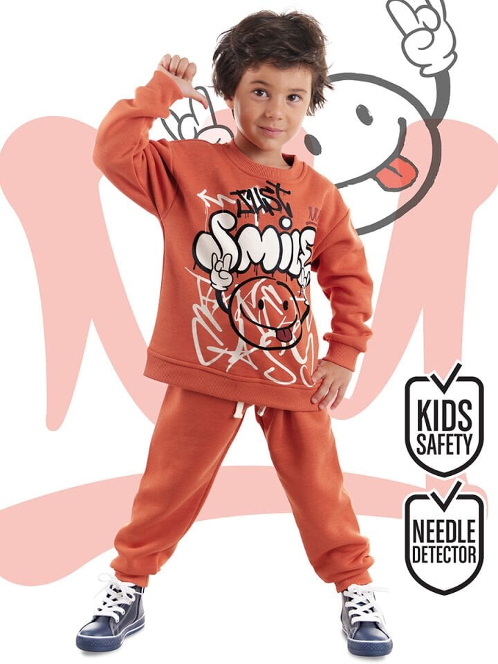 Just Smile Erkek Çocuk Kiremit Eşofman Takımı