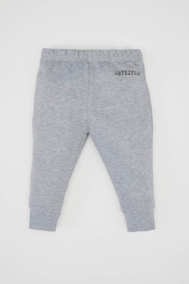 Erkek Bebek 2'li Takım Bisiklet Yaka Baskılı Sweatshirt Üst Beli Lastikli Jogger Eşofman Altı