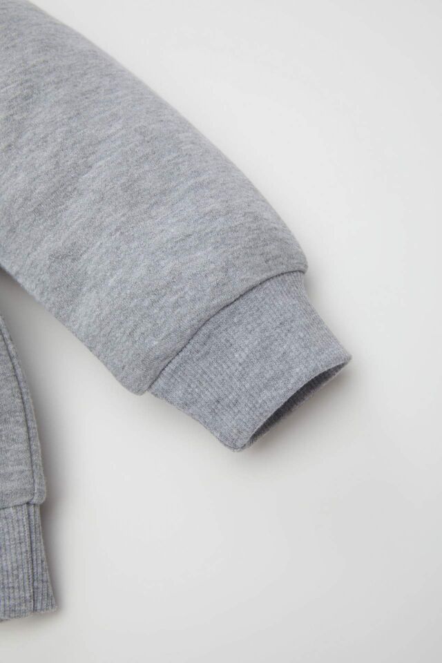 Erkek Bebek 2'li Takım Bisiklet Yaka Baskılı Sweatshirt Üst Beli Lastikli Jogger Eşofman Altı