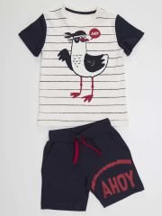 Martı Erkek Çocuk T-shirt Şort Takım 2 Y - Beyaz, Lacivert