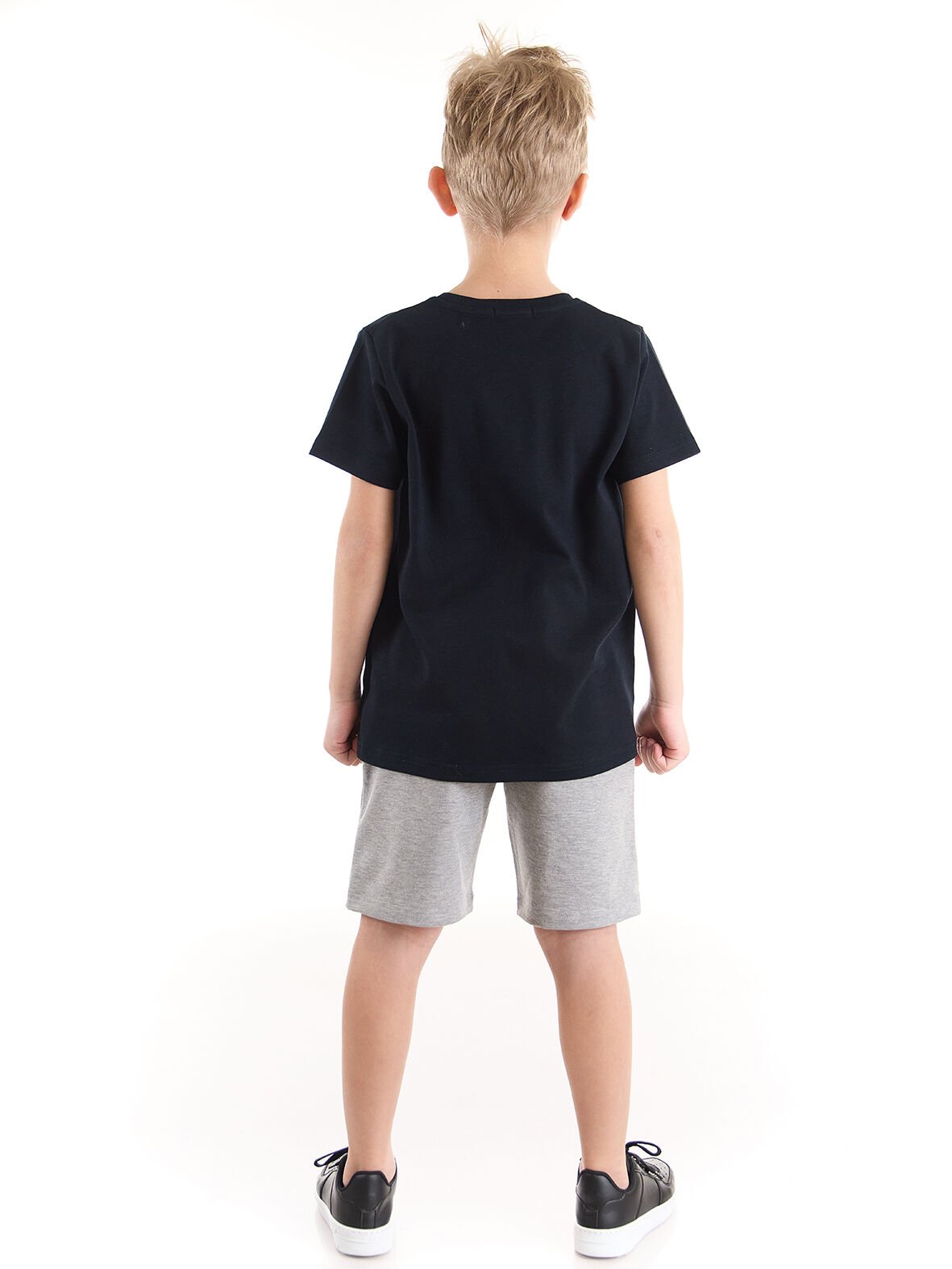 Zone Erkek Çocuk Siyah T-shirt Gri Şort Takım