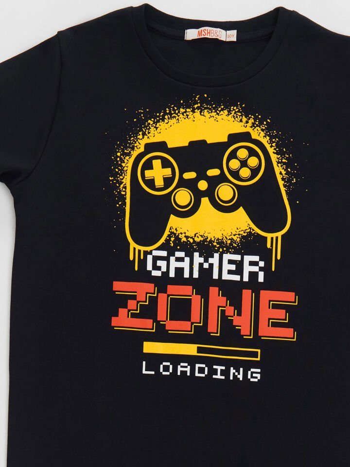 Zone Erkek Çocuk Siyah T-shirt Gri Şort Takım