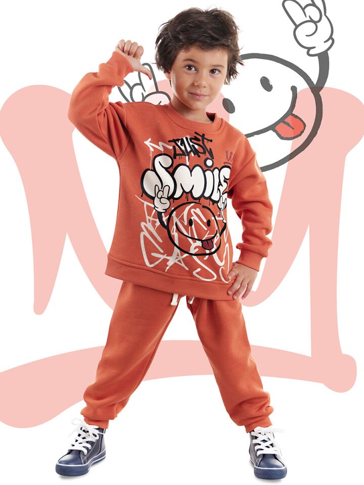 Just Smile Erkek Çocuk Kiremit Eşofman Takımı 8 Y - Kiremit