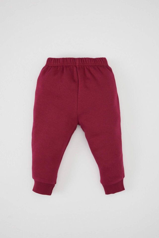 Kız Bebek 2'li Takım Baskılı Bisiklet Yaka Sweatshirt Üst Beli Lastikli Eşofman Altı