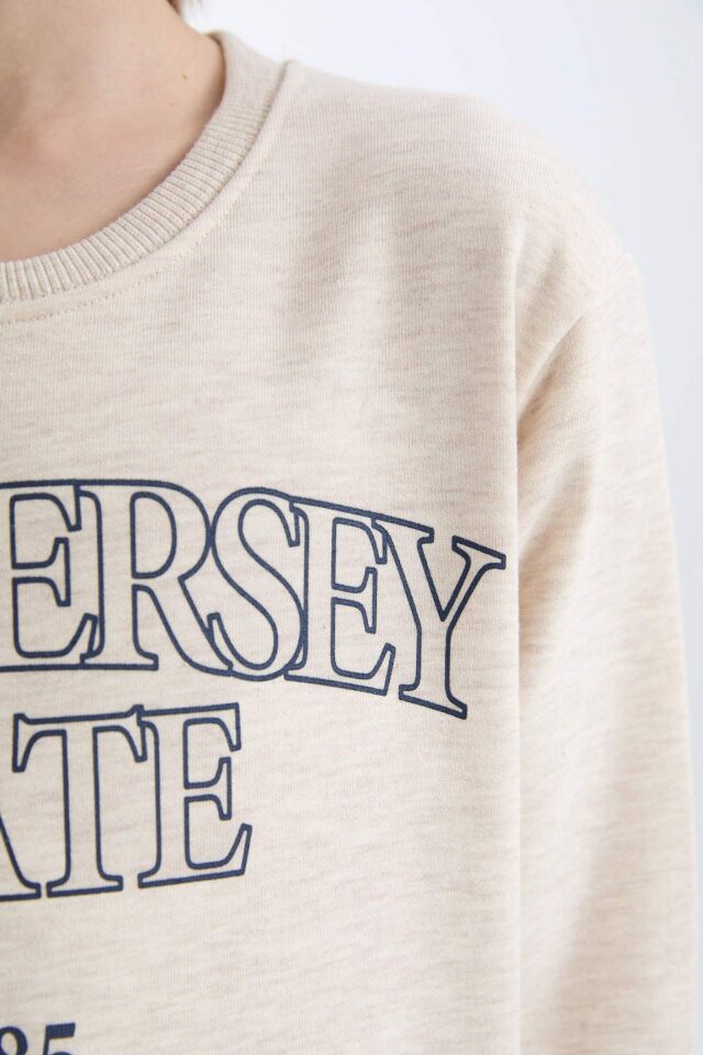 Erkek Çocuk Bisiklet Yaka Baskılı Sweatshirt