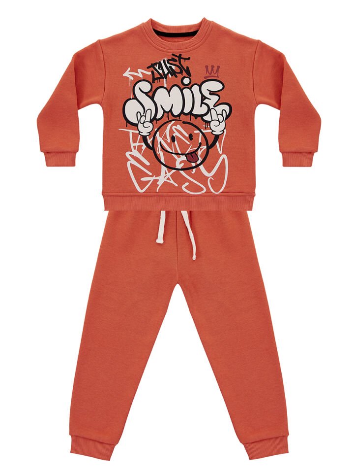 Just Smile Erkek Çocuk Kiremit Eşofman Takımı 9 Y - Kiremit