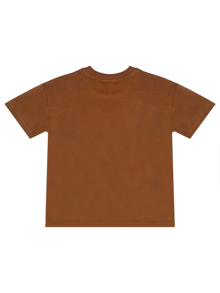 Erkek Bebek Çocuk Müslin Şort T-shirt Takım 24-36 M - Kahverengi, Krem