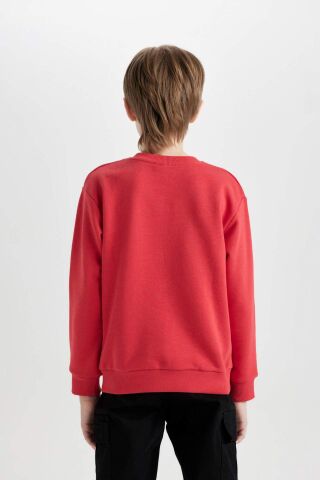 Erkek Çocuk Bisiklet Yaka Atatürk Baskılı Kırmızı Sweatshirt