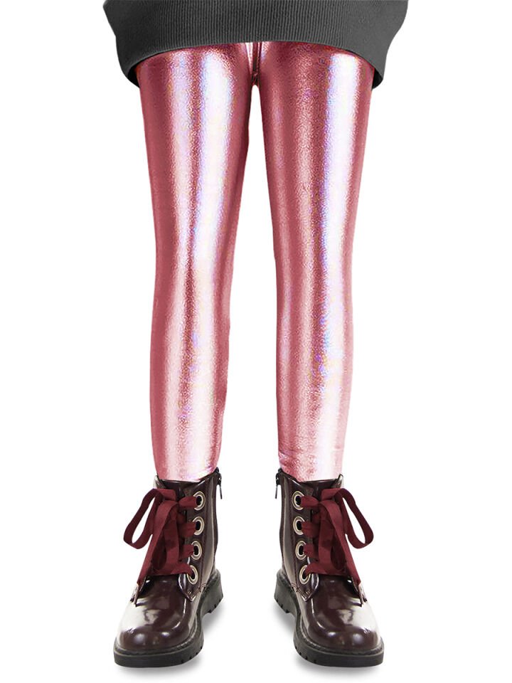 Kız Çocuk Pembe Metalik Parlak Tayt 7 Y - Pembe