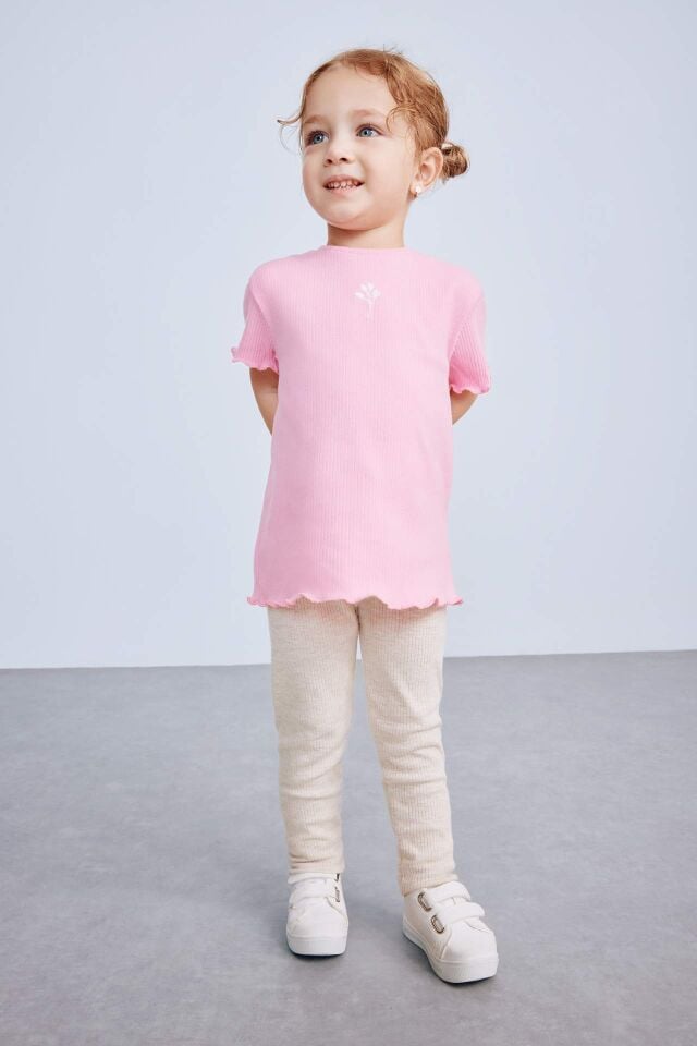 Kız Bebek Düz Paça Fitilli Kaşkorse Basic Düz Tayt