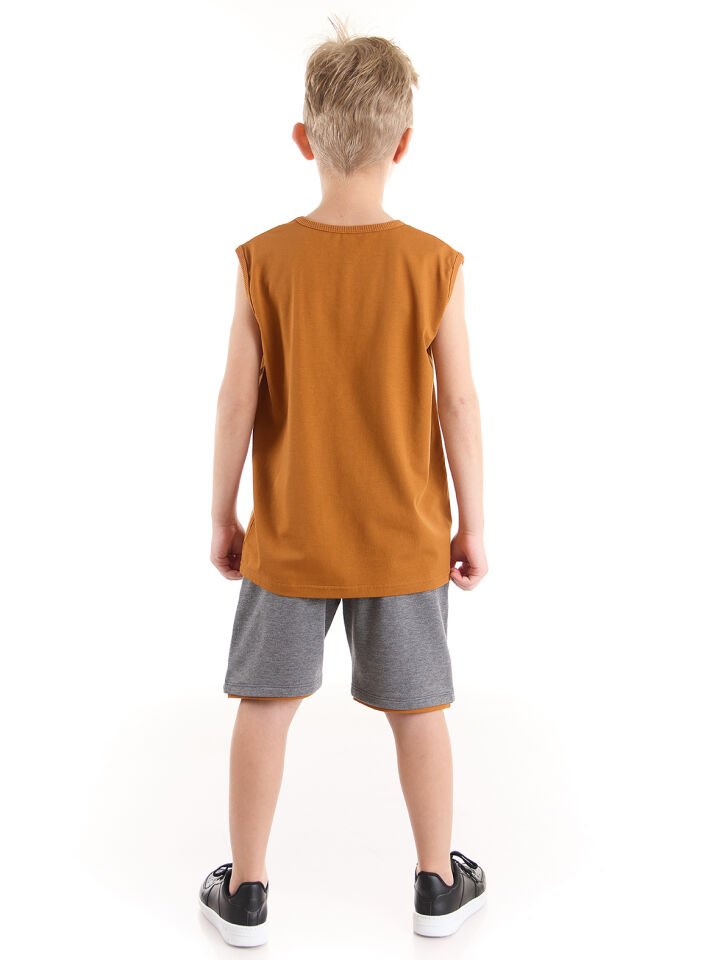 Comics Erkek Çocuk Hardal T-shirt Şort Takım