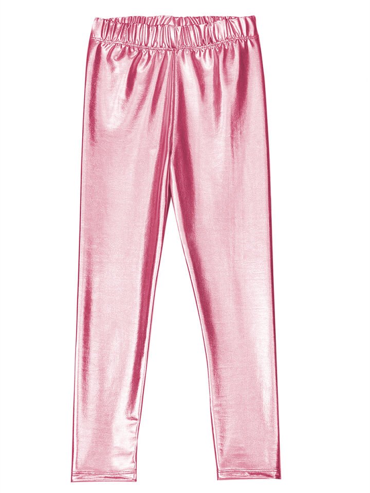 Kız Çocuk Pembe Metalik Parlak Tayt 9 Y - Pembe