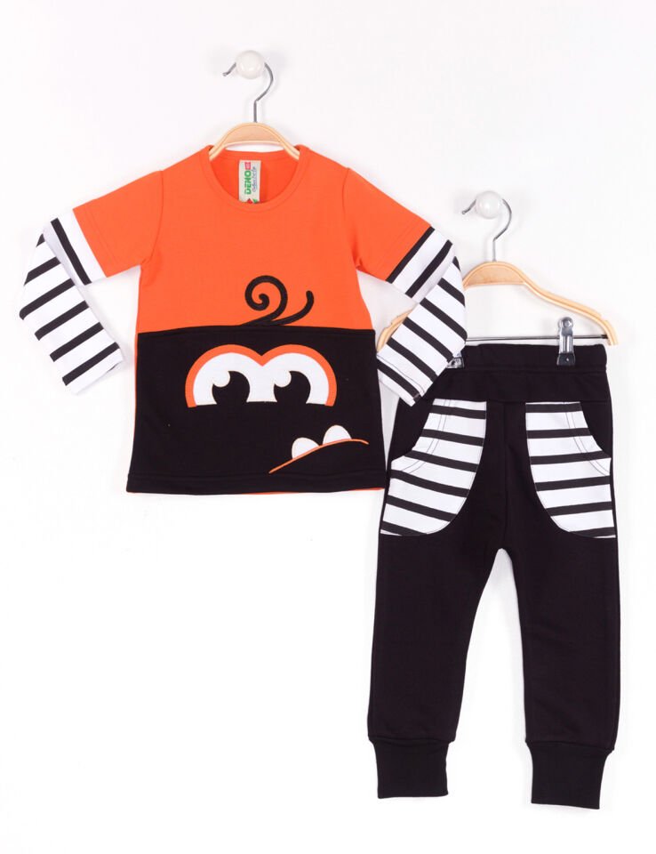 Gırgır Erkek Çocuk Eşofman Takım 7 Y - Siyah Turuncu Beyaz