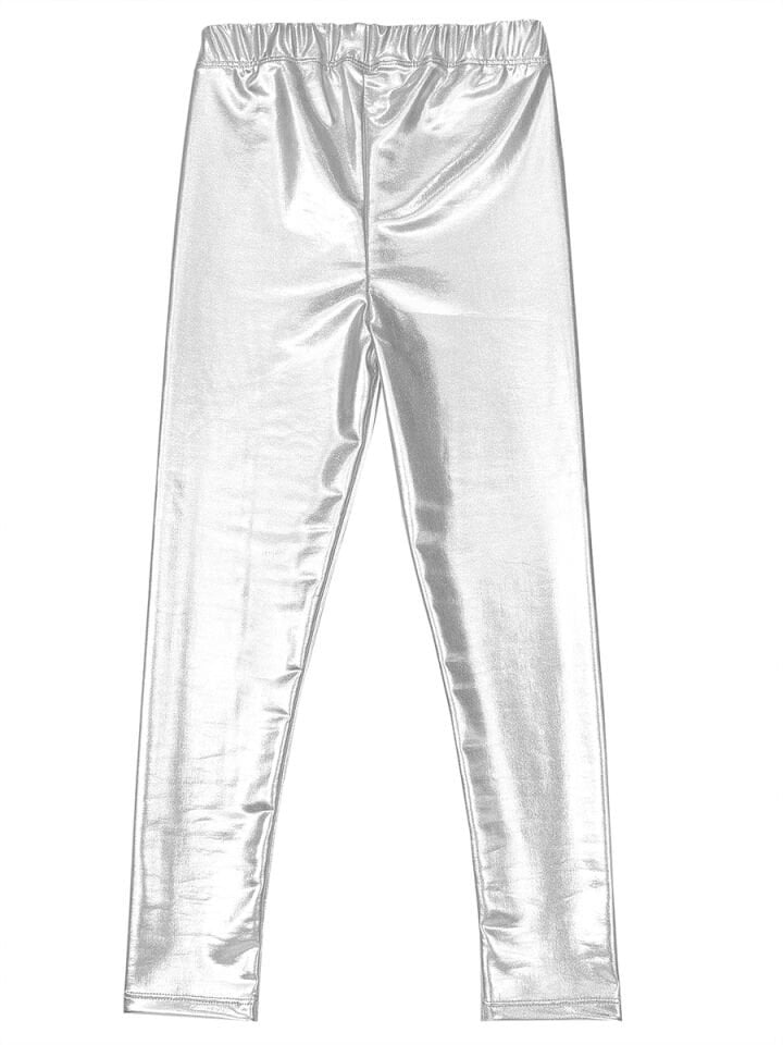 Kız Çocuk Gümüş Metalik Parlak Tayt