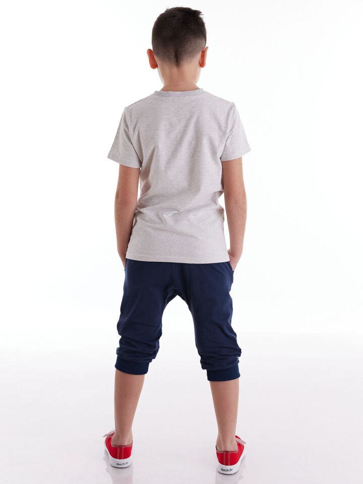 Urban Star Erkek Çocuk T-shirt Kapri Şort Takım 5 Y - Beyaz, Lacivert