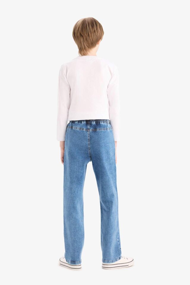 Erkek Çocuk Straight Fit Esnek Bantlı Paça Jean Pantolon