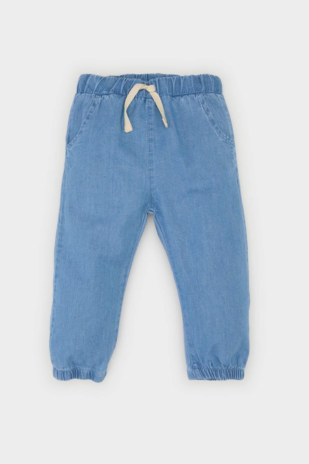 Erkek Bebek Beli Paçası Lastikli Jean Pantolon