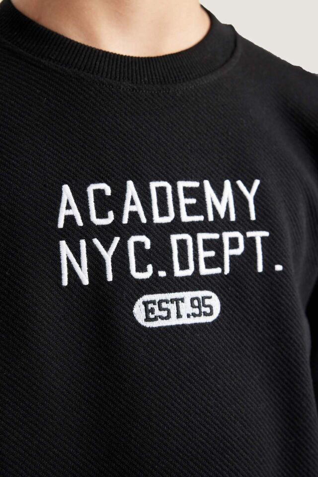 Erkek Çocuk 2'li Takım Baskılı Bisiklet Yaka Sweatshirt Üst Beli Lastikli Jogger Eşofman Altı