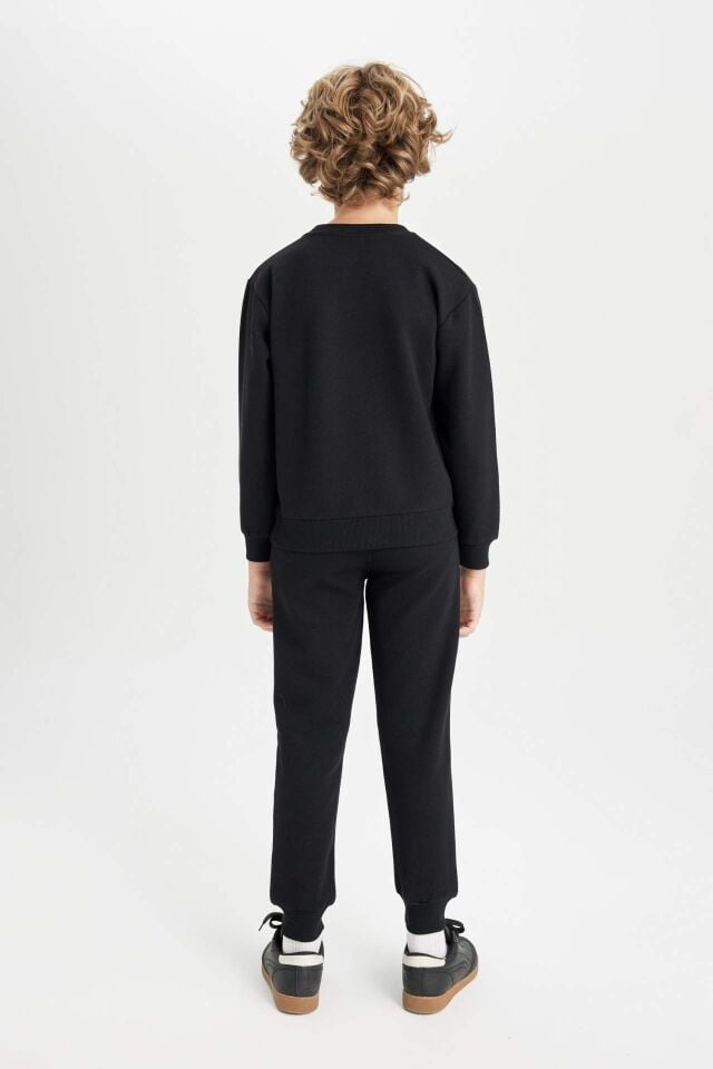Erkek Çocuk 2'li Takım Baskılı Bisiklet Yaka Sweatshirt Üst Beli Lastikli Jogger Eşofman Altı